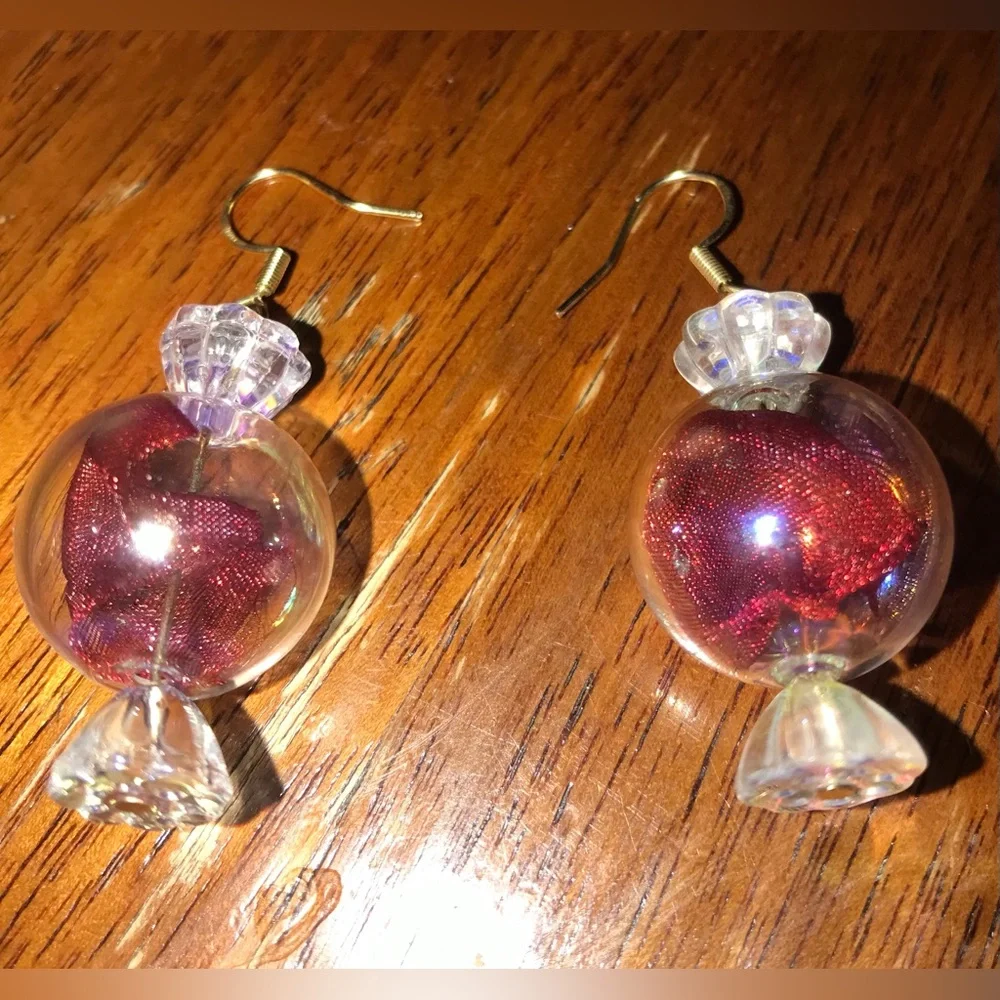 “Peppermint Discs” Wrapped Hard Candy Sweets Cinnamon Bon Bon Kawaii Red Earring